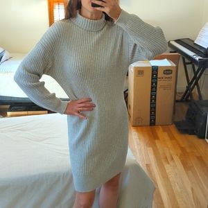 Cozy Turtleneck Sweater Dress - Small grey